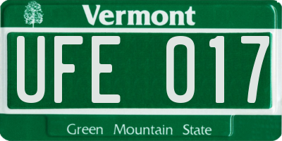 VT license plate UFE017