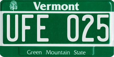 VT license plate UFE025