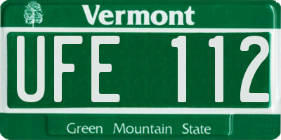 VT license plate UFE112