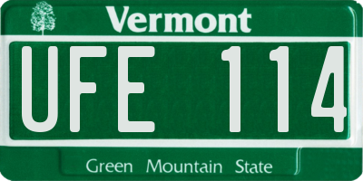 VT license plate UFE114