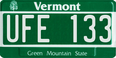VT license plate UFE133