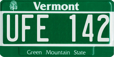 VT license plate UFE142