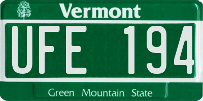 VT license plate UFE194