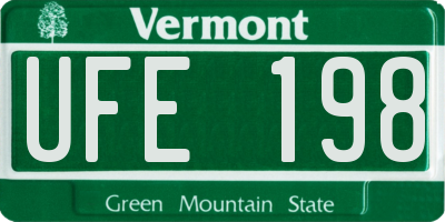 VT license plate UFE198