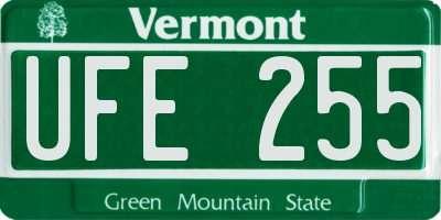 VT license plate UFE255