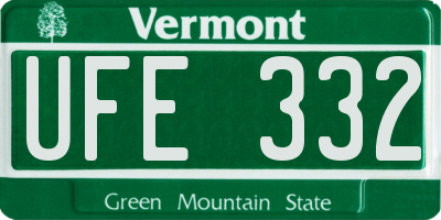 VT license plate UFE332