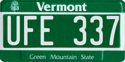 VT license plate UFE337