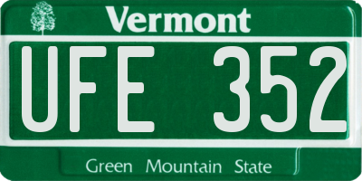 VT license plate UFE352