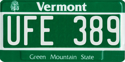 VT license plate UFE389
