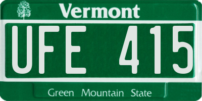 VT license plate UFE415