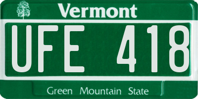 VT license plate UFE418