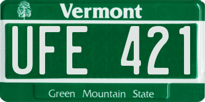 VT license plate UFE421