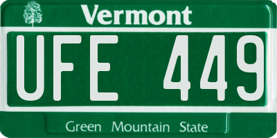 VT license plate UFE449