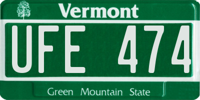 VT license plate UFE474