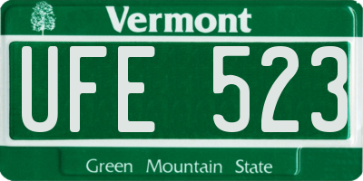 VT license plate UFE523