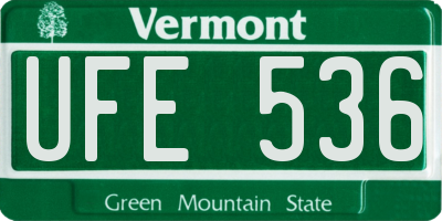 VT license plate UFE536