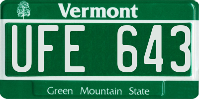VT license plate UFE643