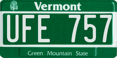 VT license plate UFE757
