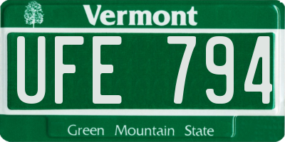 VT license plate UFE794