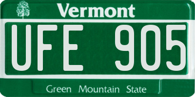 VT license plate UFE905