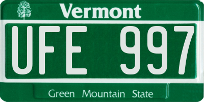 VT license plate UFE997