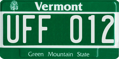 VT license plate UFF012