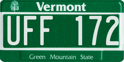 VT license plate UFF172