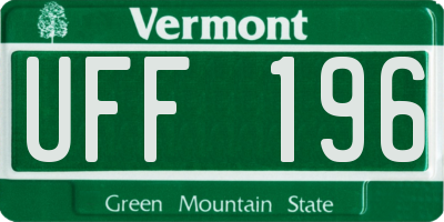VT license plate UFF196