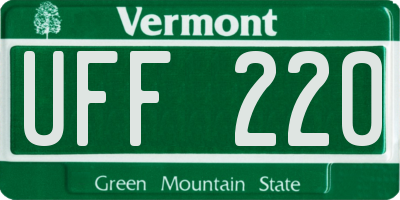VT license plate UFF220