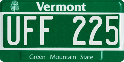 VT license plate UFF225