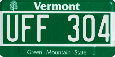 VT license plate UFF304