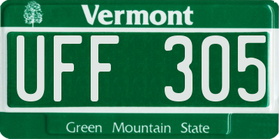 VT license plate UFF305