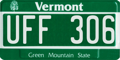 VT license plate UFF306