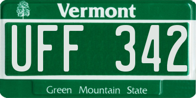VT license plate UFF342