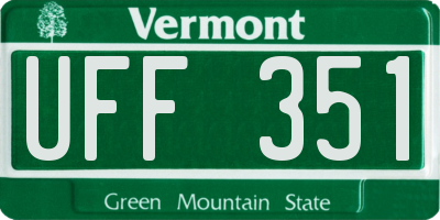 VT license plate UFF351