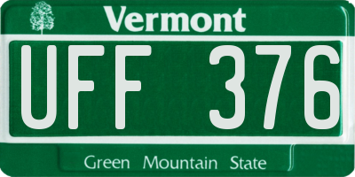 VT license plate UFF376