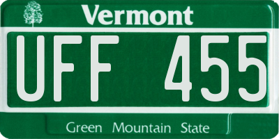 VT license plate UFF455