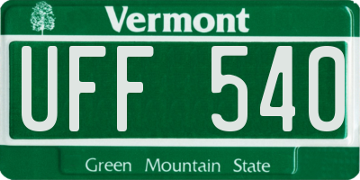 VT license plate UFF540