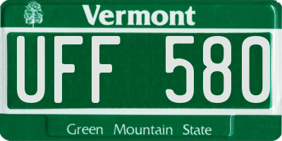 VT license plate UFF580