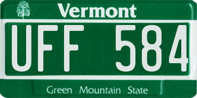 VT license plate UFF584