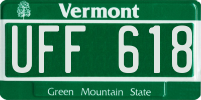 VT license plate UFF618