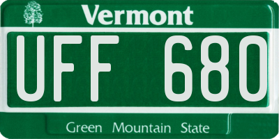 VT license plate UFF680