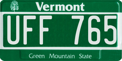 VT license plate UFF765