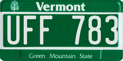VT license plate UFF783