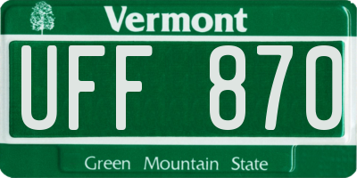VT license plate UFF870