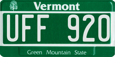 VT license plate UFF920