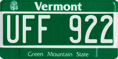 VT license plate UFF922