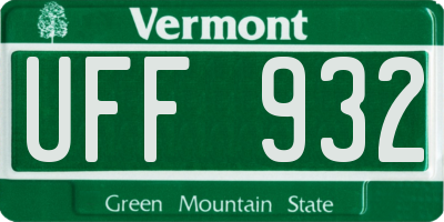 VT license plate UFF932