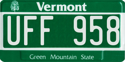 VT license plate UFF958