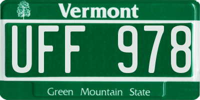 VT license plate UFF978